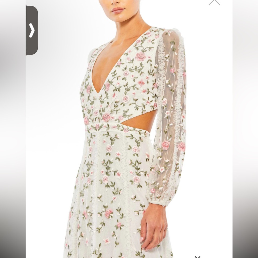 NWT MAC DUGGAL 70159 White Floral long Gown Embellished BRIDAL FORMAL sz 6 - Picture 3 of 11